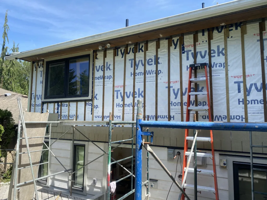 Exterior of home addition being completed