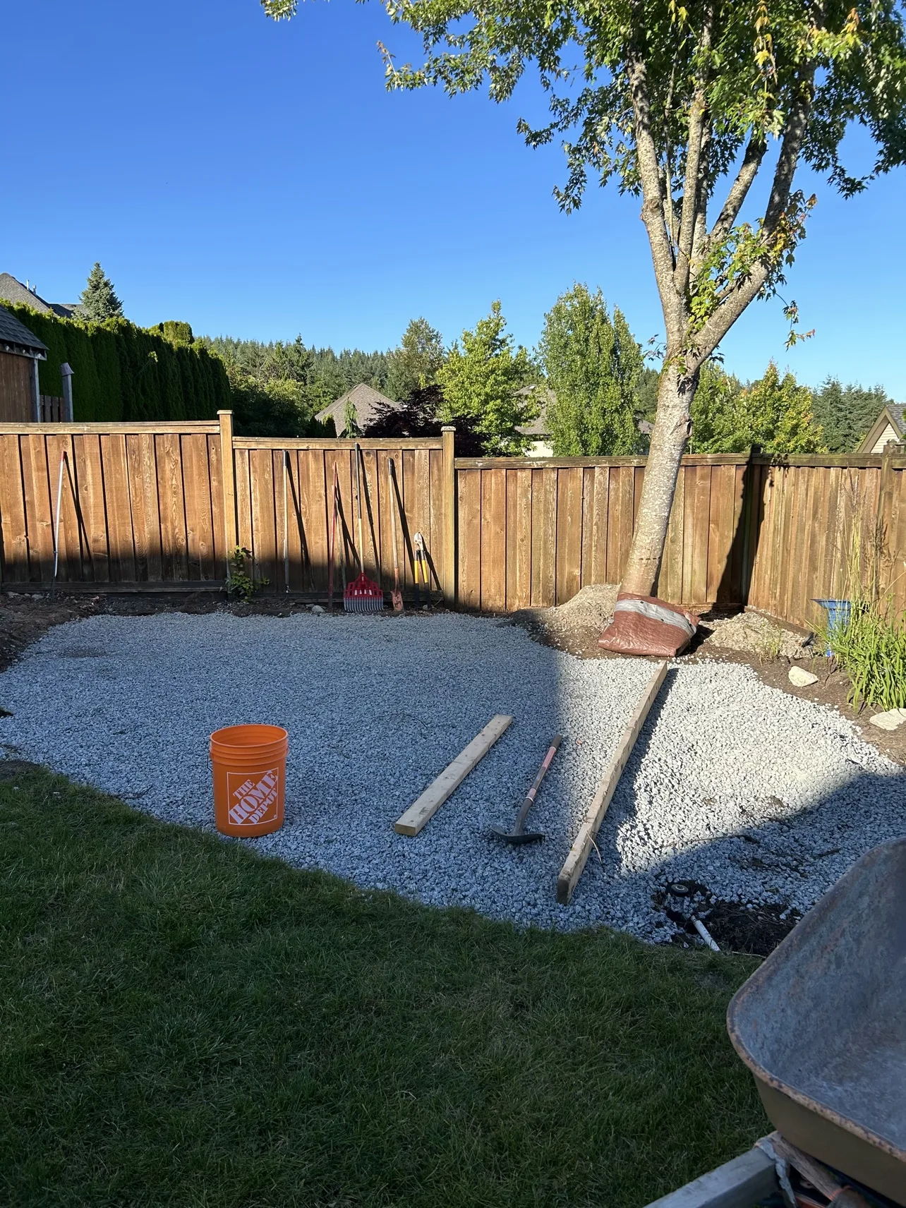 Fire pit patio gravel base