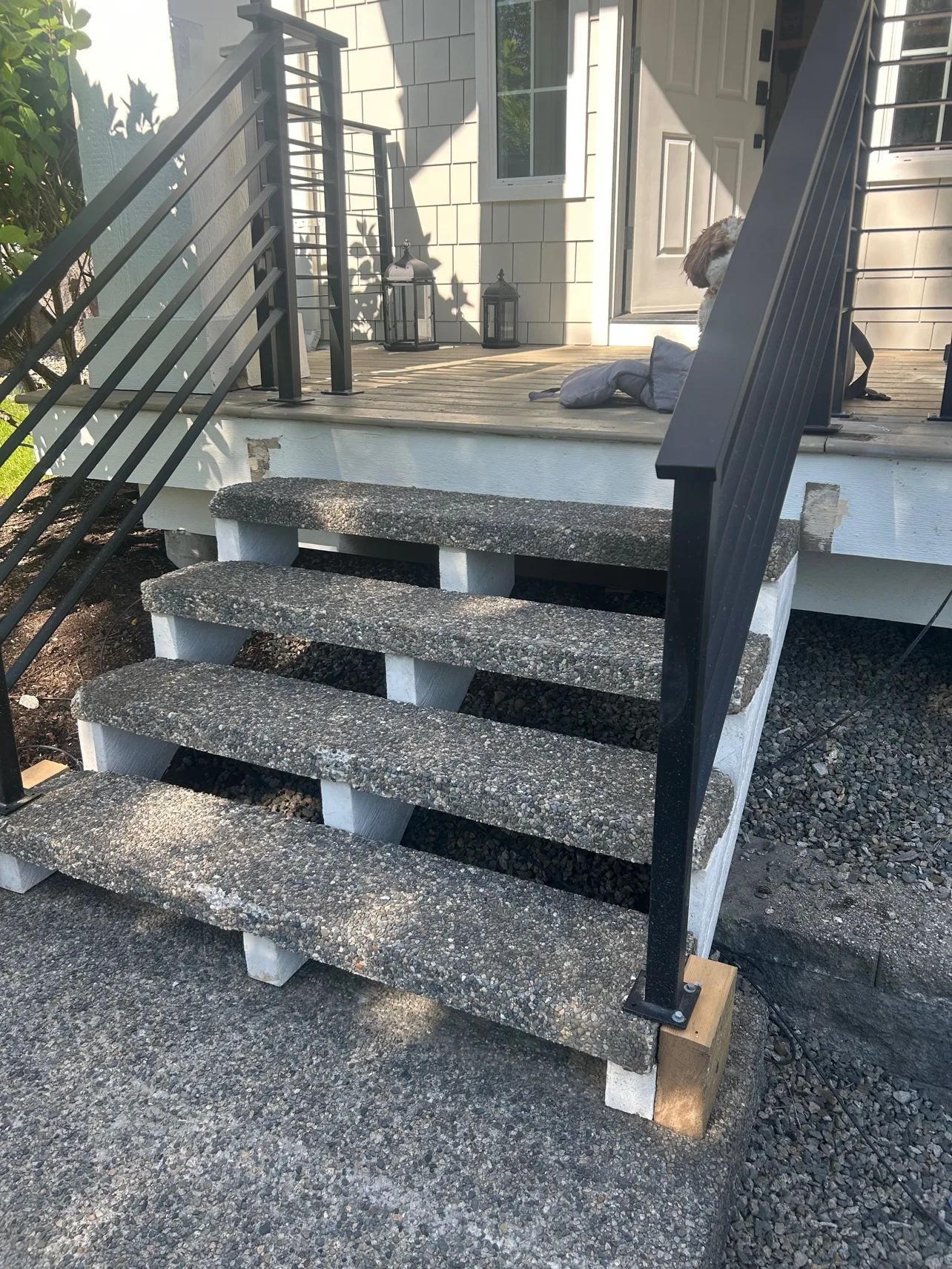Front steps during renovation, exposed aggregate