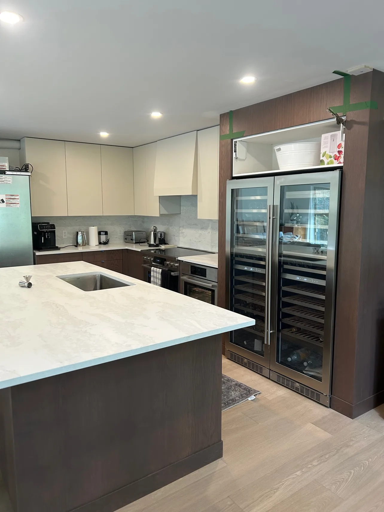 Ravine condo kitchen wide shot during final touches