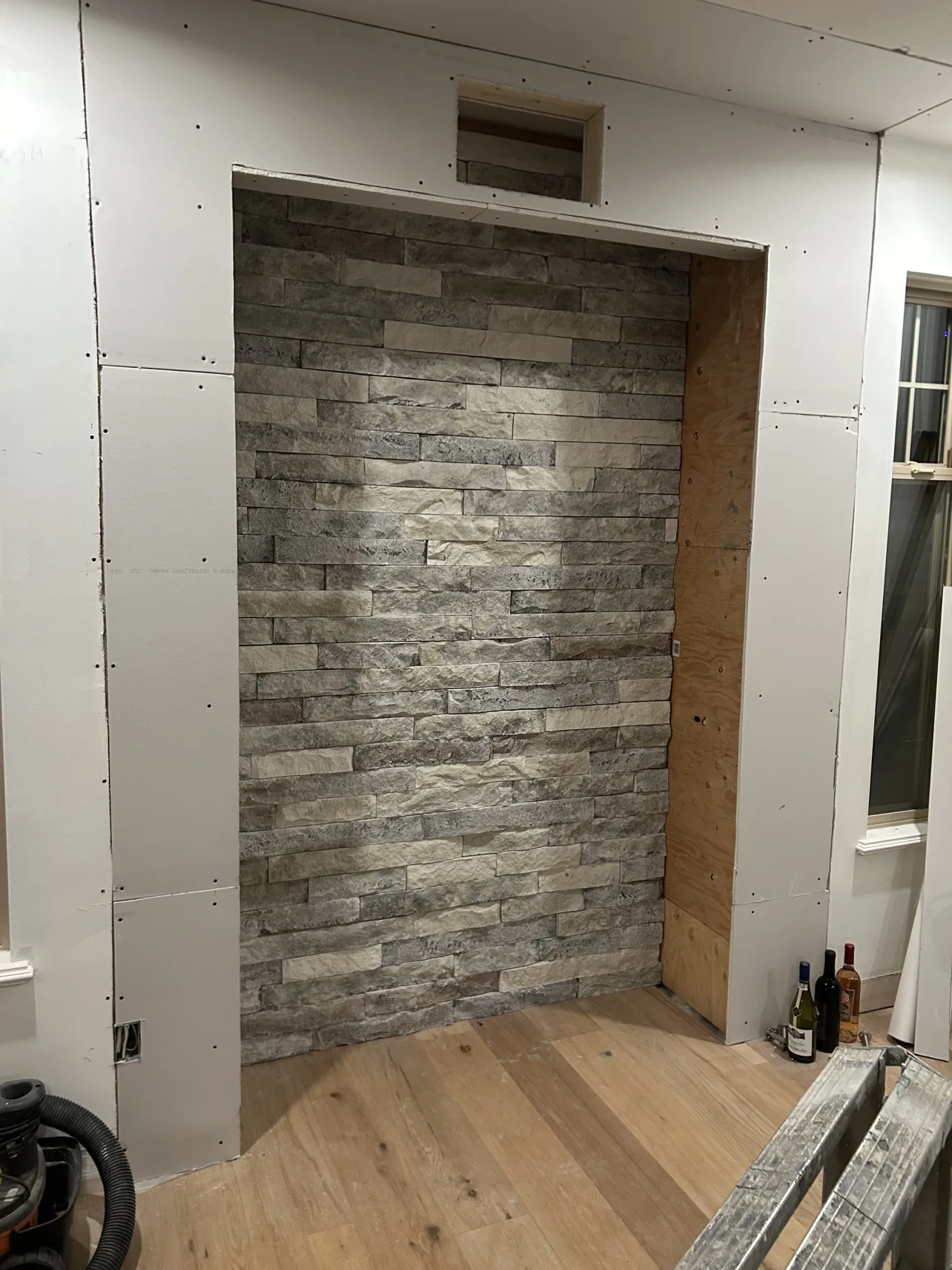 Stone feature wall in progress