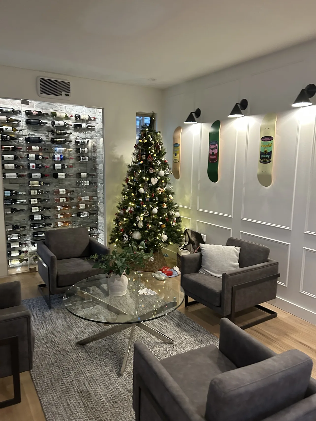 Finished wine room, wide shot